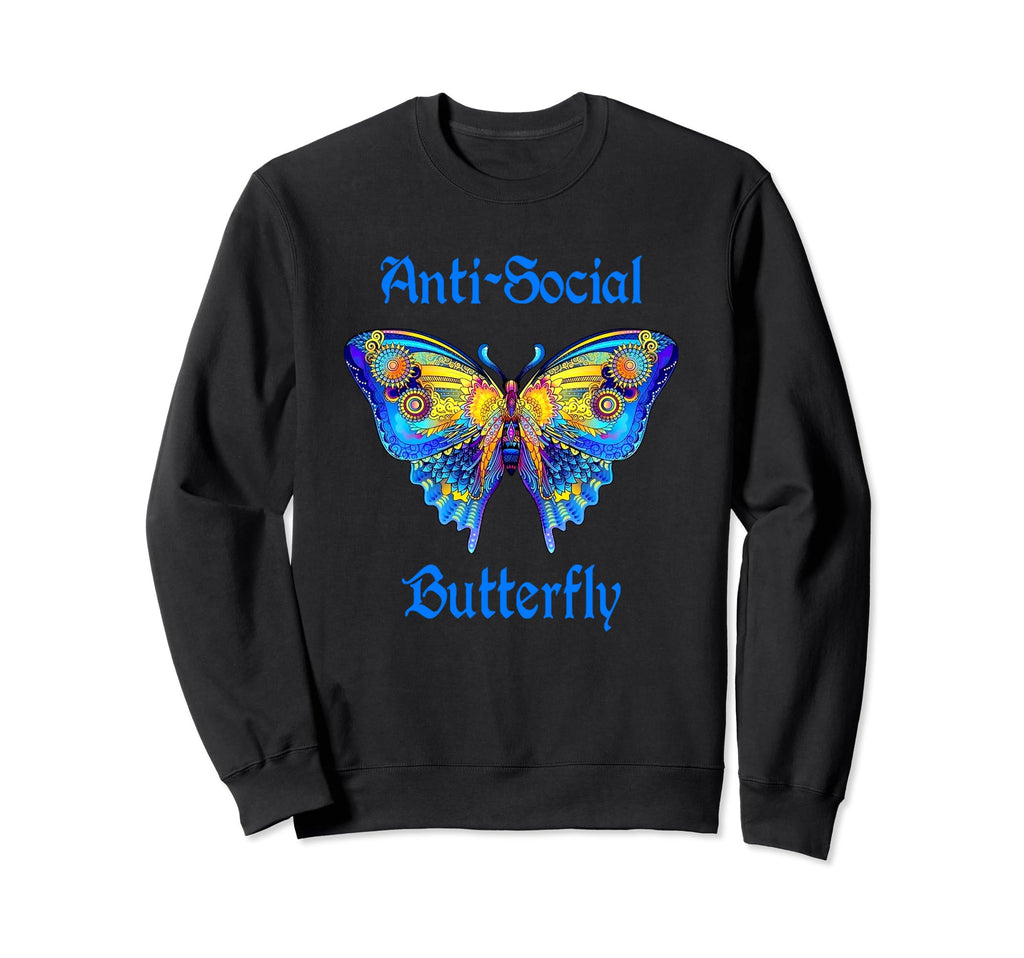 Colorful Anti Social Butterfly Sweatshirt - Novelty Apparel Men Women - T-Shirt, Sweatshirt, Hoodie