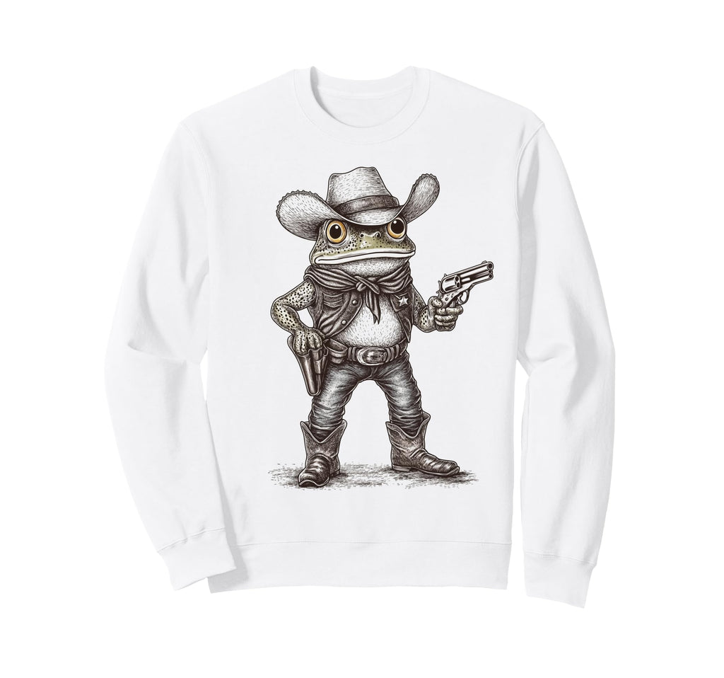 Frog Cowboy Hat Funny Western Frog Sweatshirt - Custom Art Print Men Women - T-Shirt, Sweatshirt, Hoodie