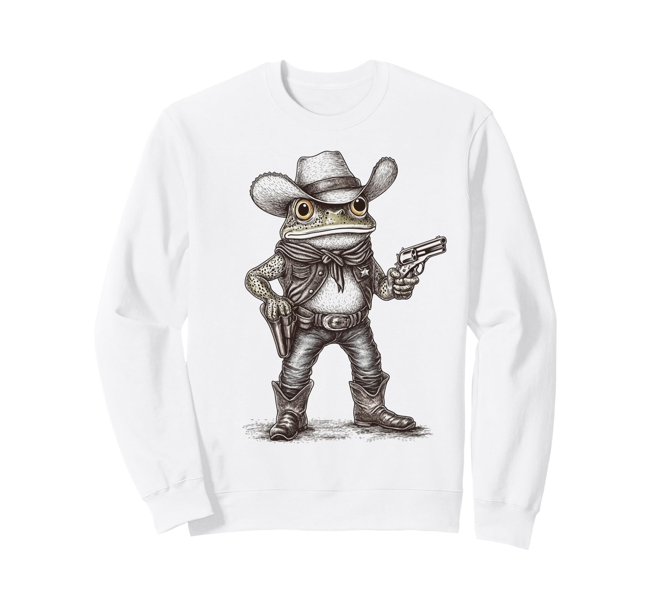 Frog Cowboy Hat Funny Western Frog Sweatshirt - Custom Art Print Men Women - T-Shirt, Sweatshirt, Hoodie