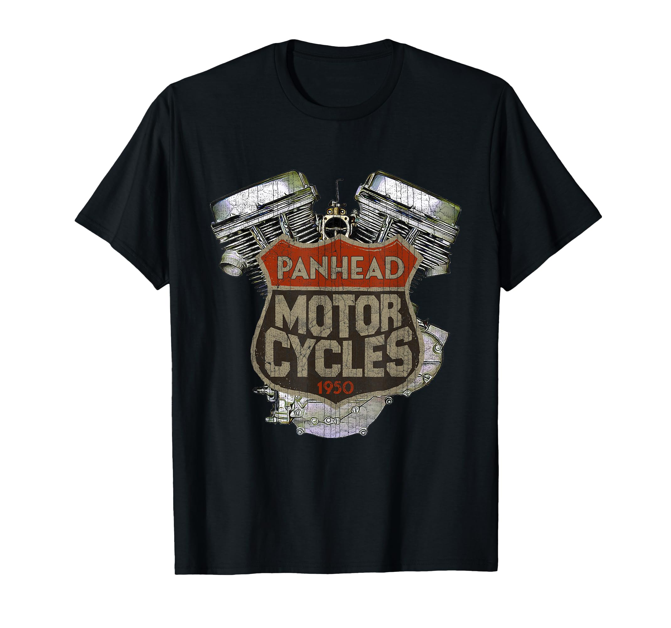 1950 Panhead Motorcycle Distressed T-Shirt - Novelty Apparel for Adults - T-Shirt, Sweatshirt, Hoodie