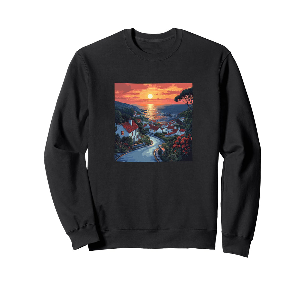 Coastal Village Sunset Sweatshirt - Casual Everyday Wear Men Women - T-Shirt, Sweatshirt, Hoodie