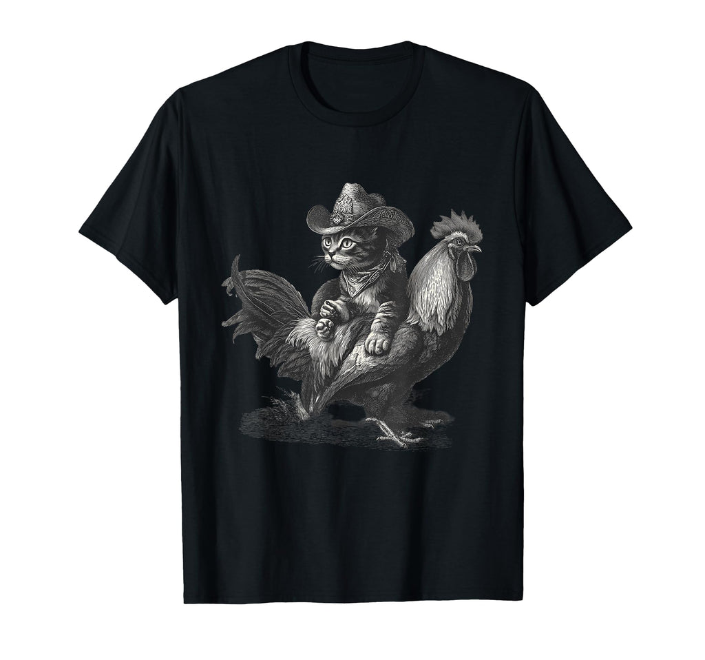 Cat Cowboy Western Country Cowgirl T-Shirt - Fun Novelty Design for Adults - T-Shirt, Sweatshirt, Hoodie