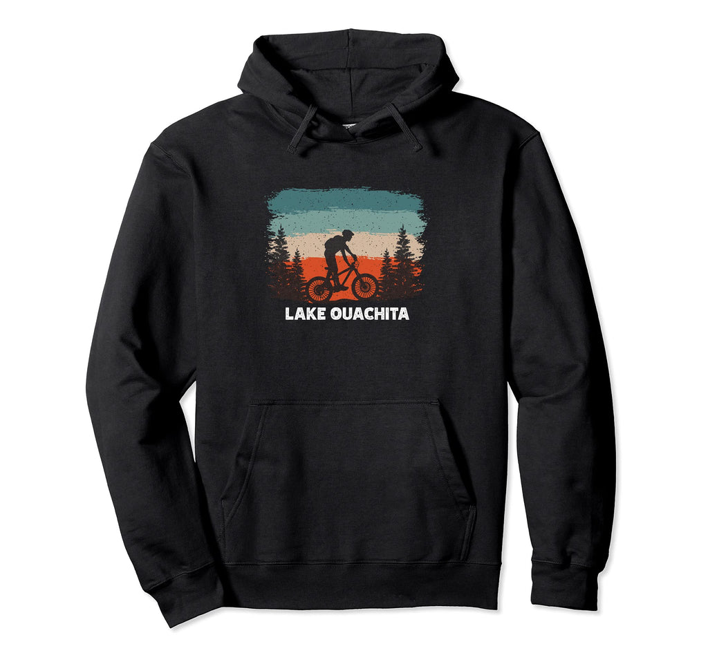 Lake Ouachita Mountain Biking Sunset Hoodie - Unique Graphic for Adults - T-Shirt, Sweatshirt, Hoodie