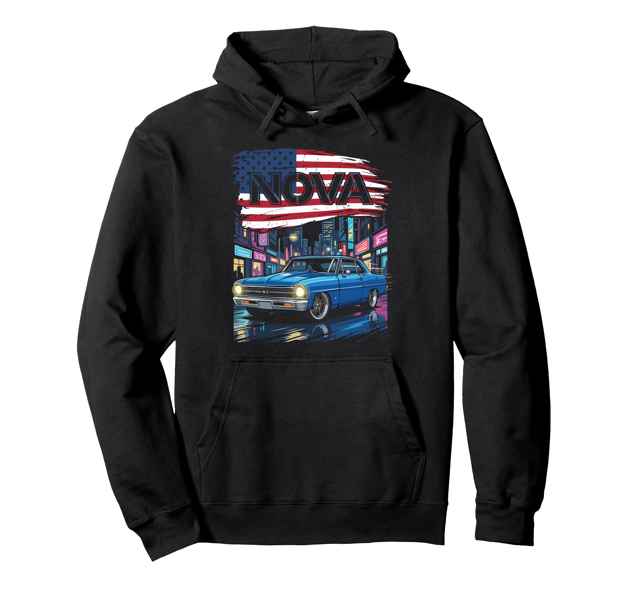 1967 67 Nova Ss Patriotic American Flag Hoodie - Novelty Apparel Men Women - T-Shirt, Sweatshirt, Hoodie