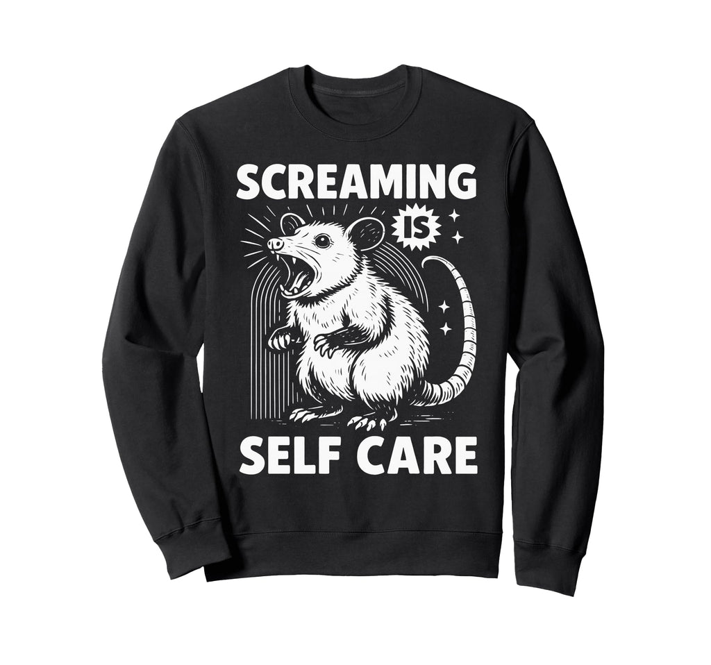 Funny Possum Scream Mental Health Sweatshirt - Minimalist Print Unisex - T-Shirt, Sweatshirt, Hoodie