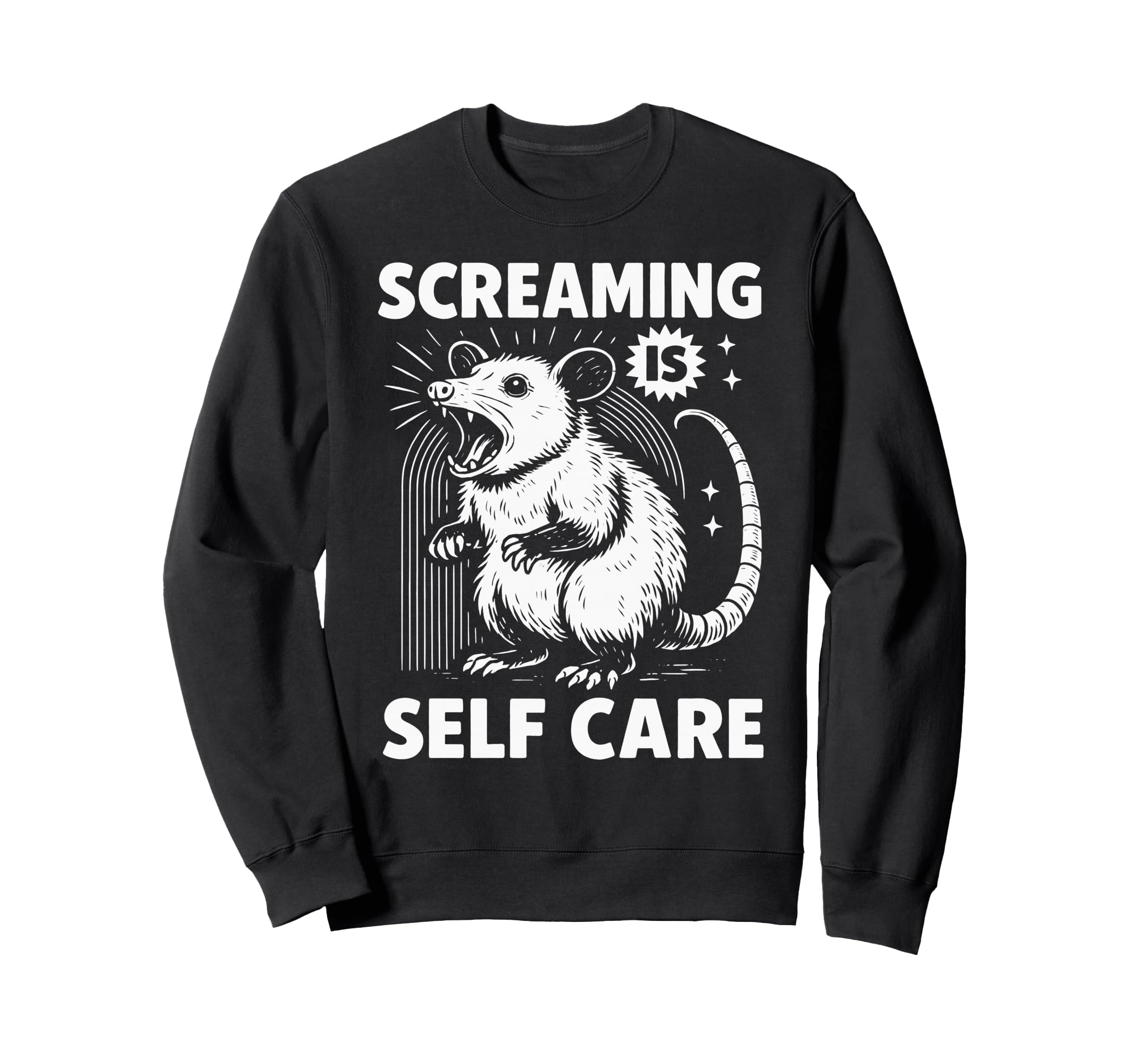 Funny Possum Scream Mental Health Sweatshirt - Minimalist Print Unisex - T-Shirt, Sweatshirt, Hoodie