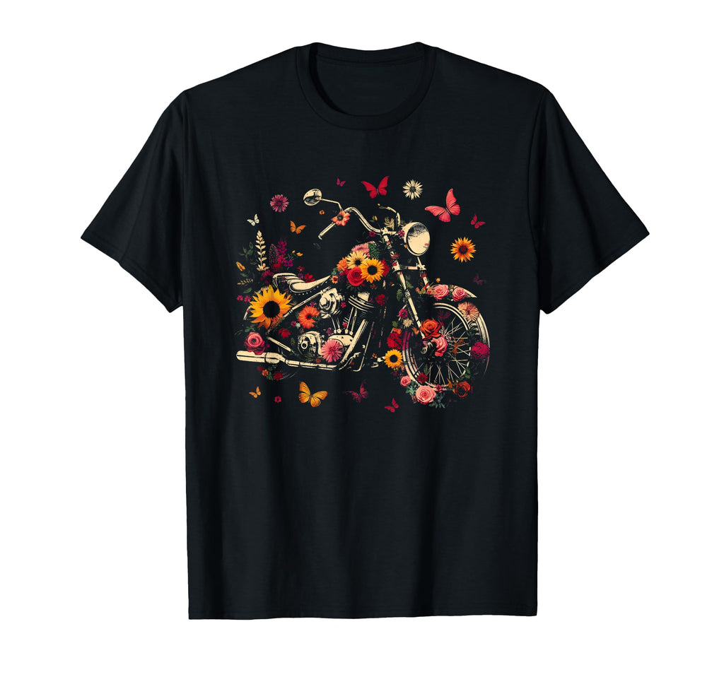 Floral Motorbike Colorful Motorcycle T-Shirt - Unique Graphic Unisex - T-Shirt, Sweatshirt, Hoodie