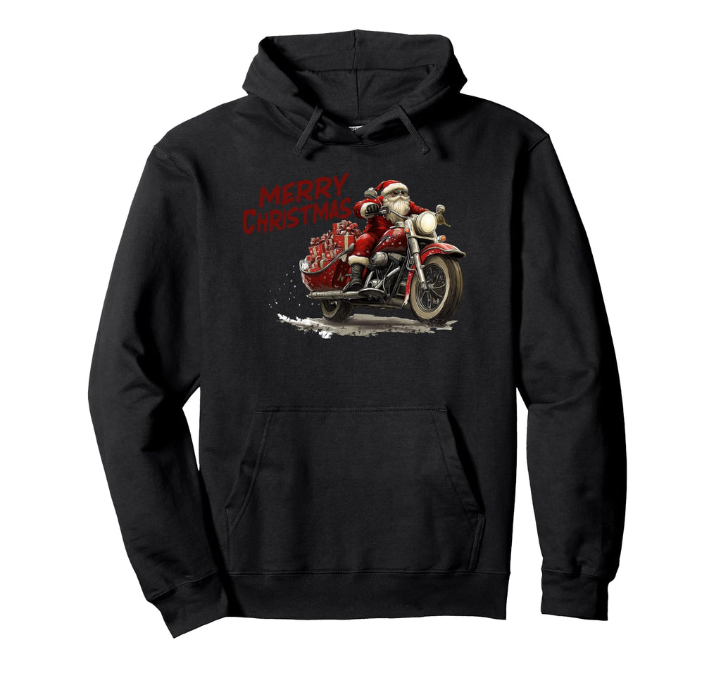 Merry Santa Riding Motorcycle Bike Hoodie - Trendy Graphic Unisex - T-Shirt, Sweatshirt, Hoodie