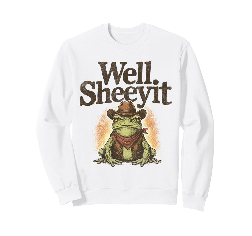 Well Sheeyit Funny Cowboy Frog Sweatshirt - Casual Everyday Wear Unisex - T-Shirt, Sweatshirt, Hoodie