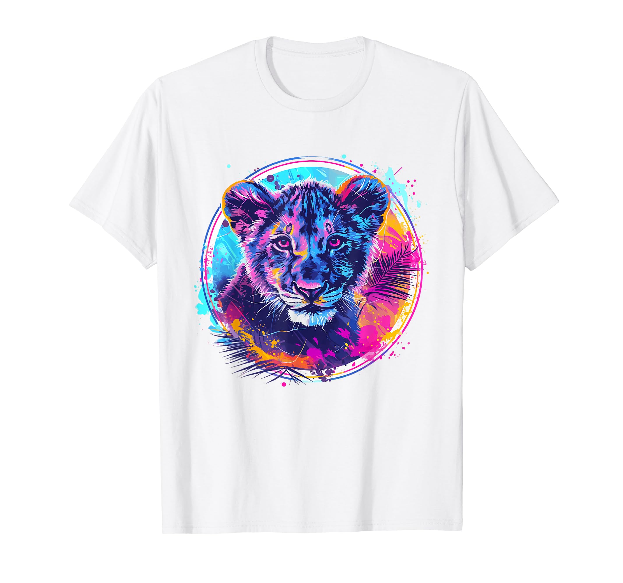 Lion 80S Synthwave And Neon Colors Hoodie - Graphic Print Unisex - T-Shirt, Sweatshirt, Hoodie