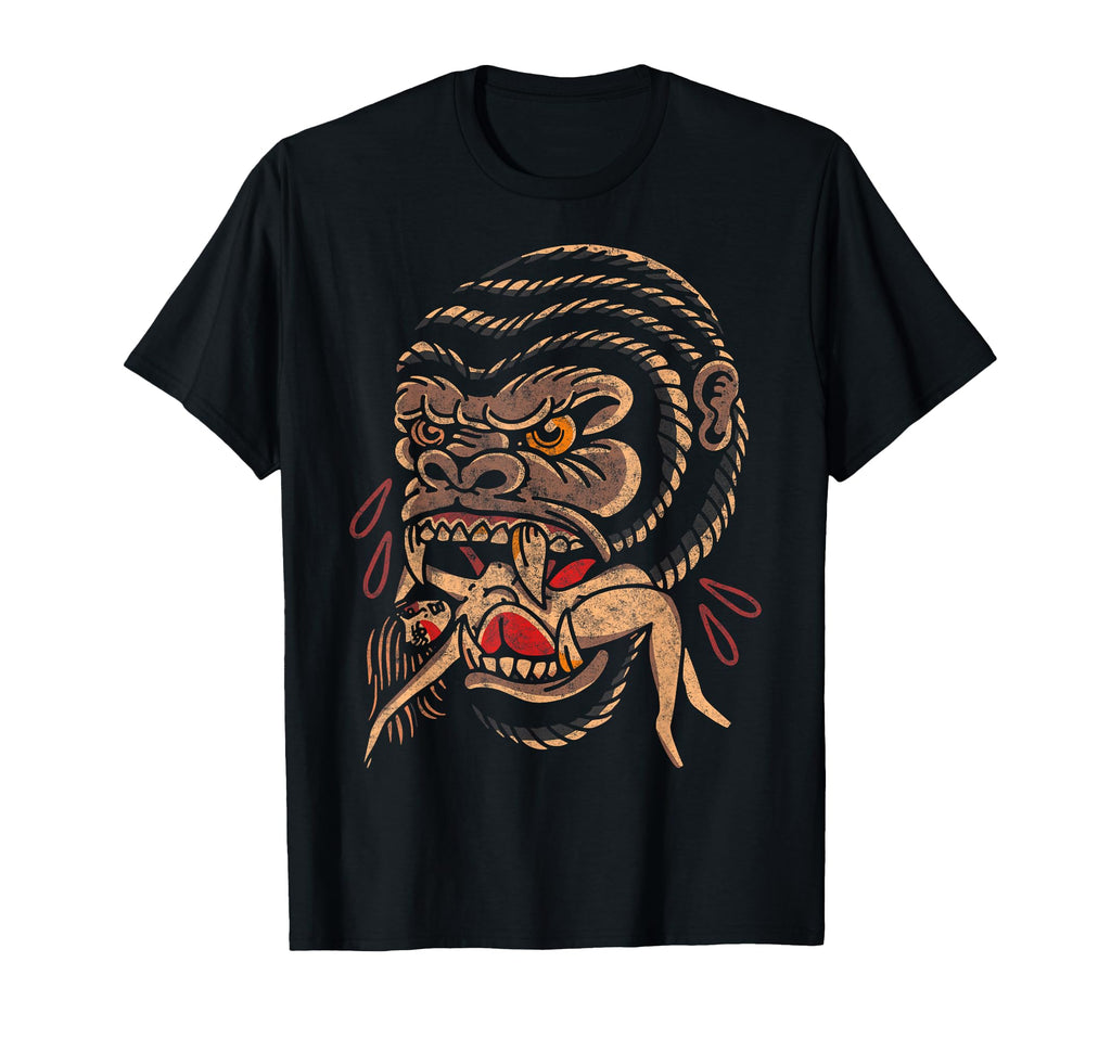 Gorilla American Traditional Old School T-Shirt - Graphic Print for Adults - T-Shirt, Sweatshirt, Hoodie