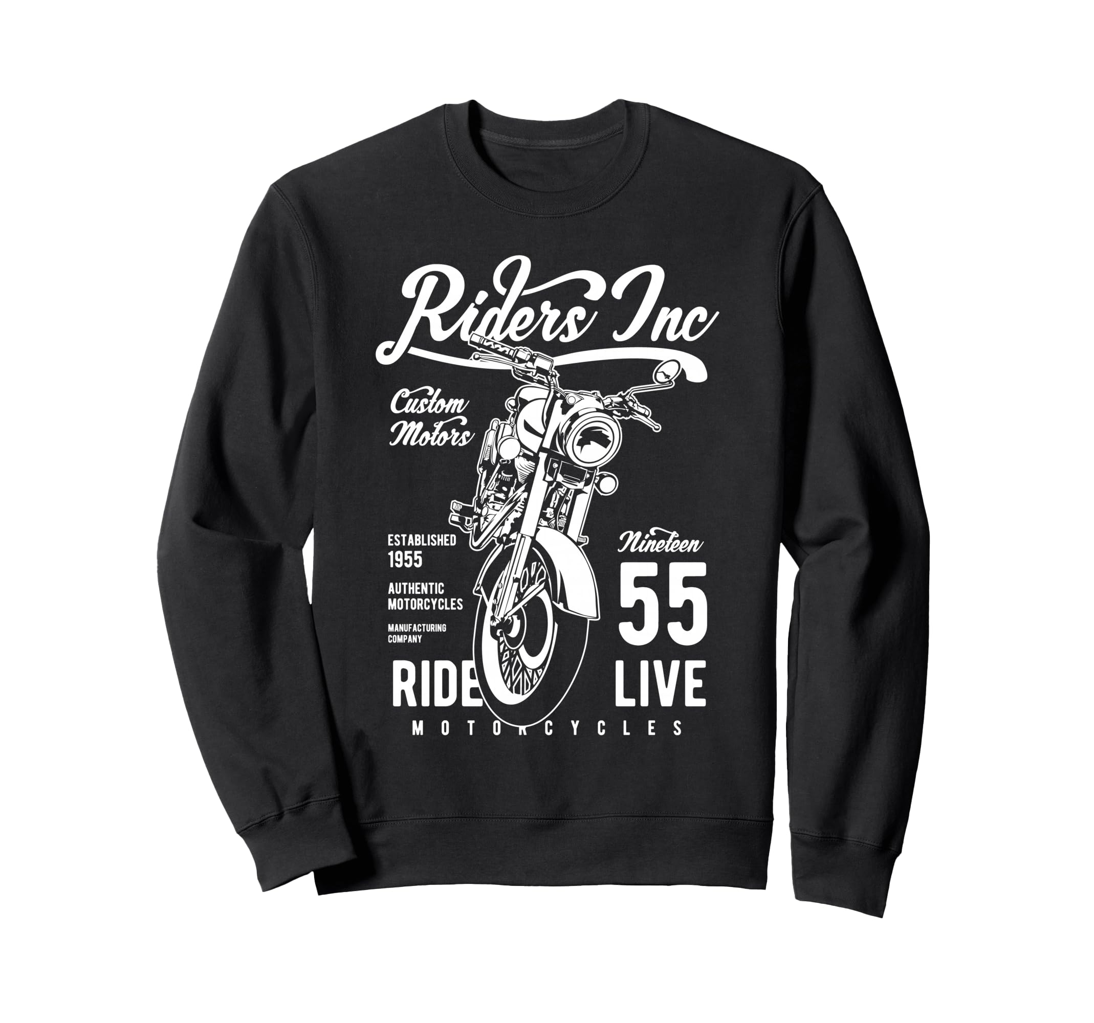 Riders Inc 1955 Motorcycle Sweatshirt - Custom Art Print Unisex - T-Shirt, Sweatshirt, Hoodie