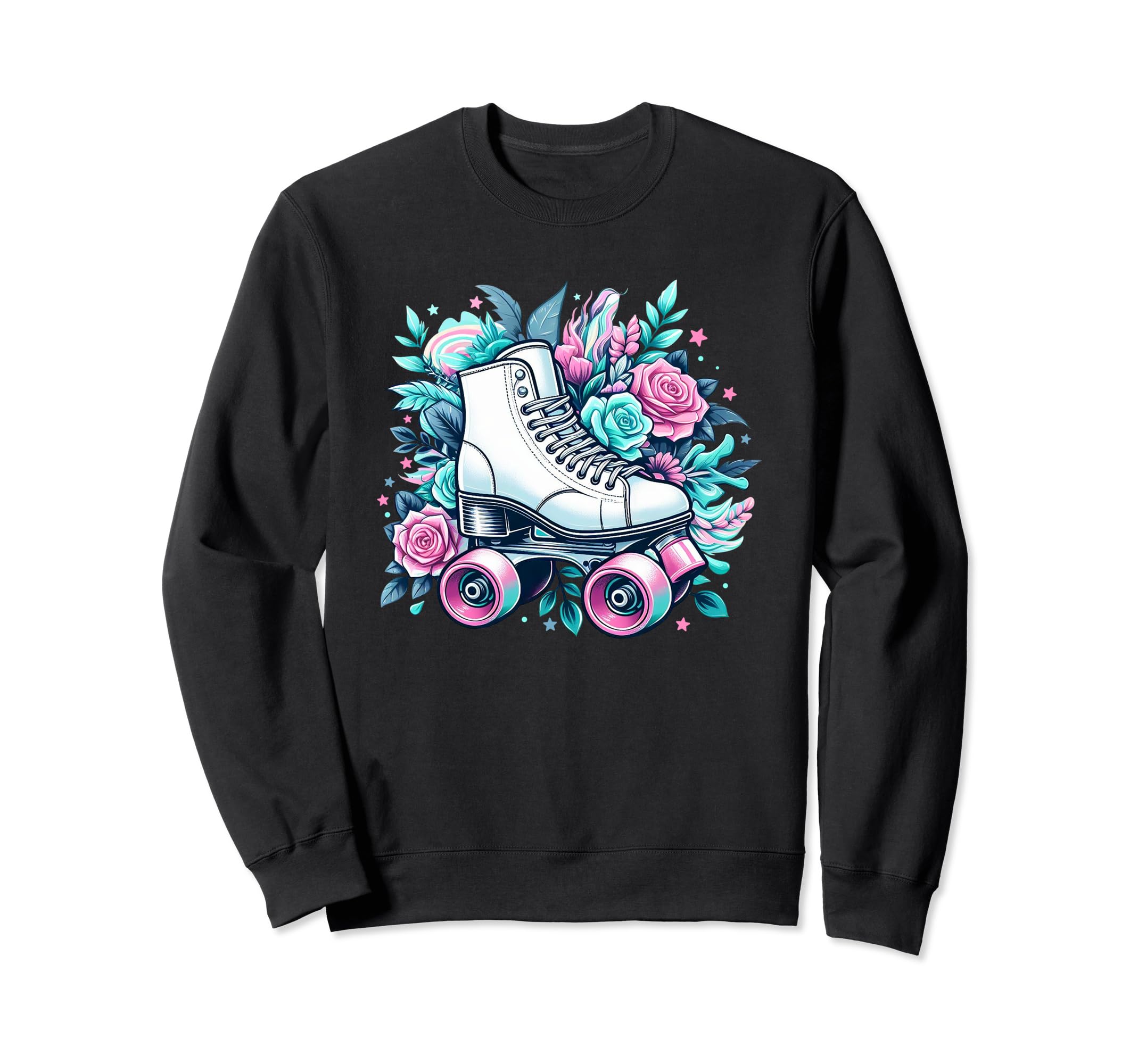 Roller Skate And Roses Pastel Sweatshirt - Custom Art Print Men Women - T-Shirt, Sweatshirt, Hoodie