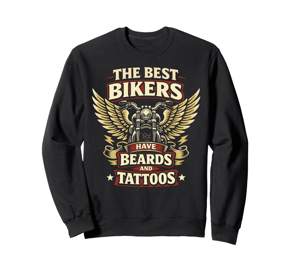 Motorcycle Biker Beard Tattoo Best Sweatshirt - Unique Graphic Unisex - T-Shirt, Sweatshirt, Hoodie