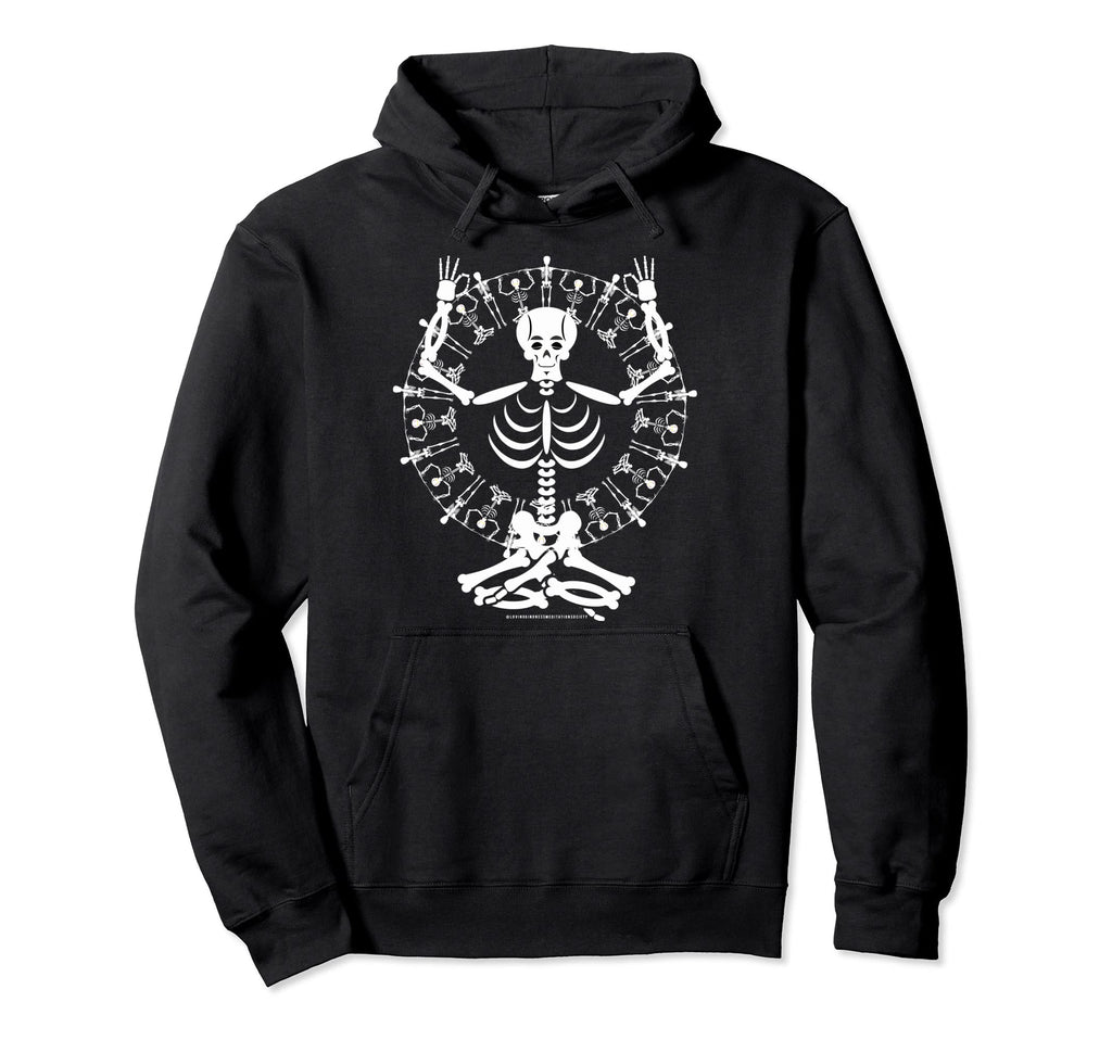 Halloween Meditate Skeleton Mindfulness Hoodie - Graphic Print Men Women - T-Shirt, Sweatshirt, Hoodie