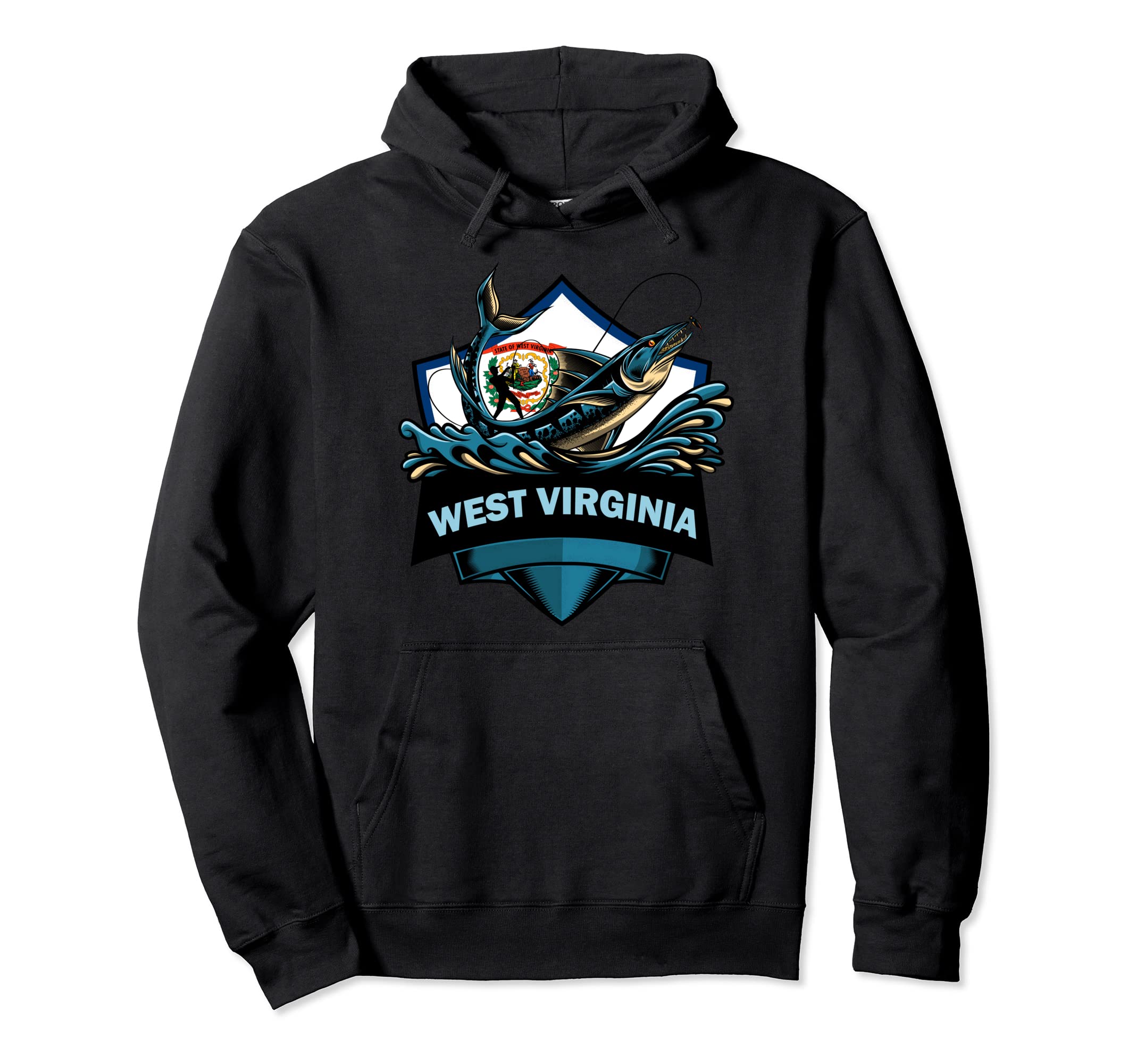 Fishing West Virginia West Virginia Hoodie - Custom Art Print Unisex - T-Shirt, Sweatshirt, Hoodie