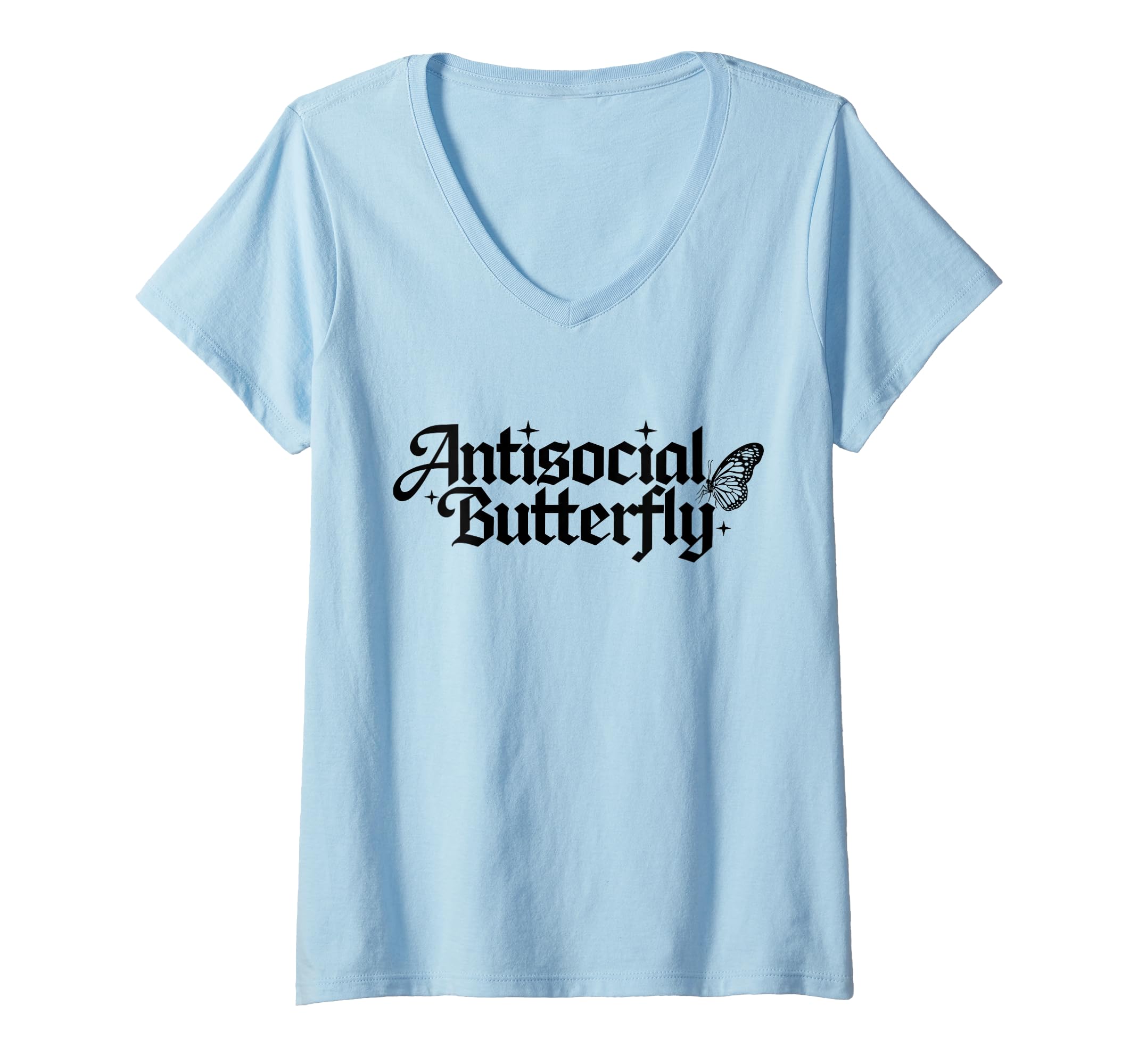 Womens Funny Antisocial Butterfly V Neck T-Shirt - Novelty Apparel Unisex - T-Shirt, Sweatshirt, Hoodie