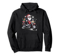 Santa Riding Motorcycle Bike Rock Hoodie - Custom Art Print Unisex - T-Shirt, Sweatshirt, Hoodie