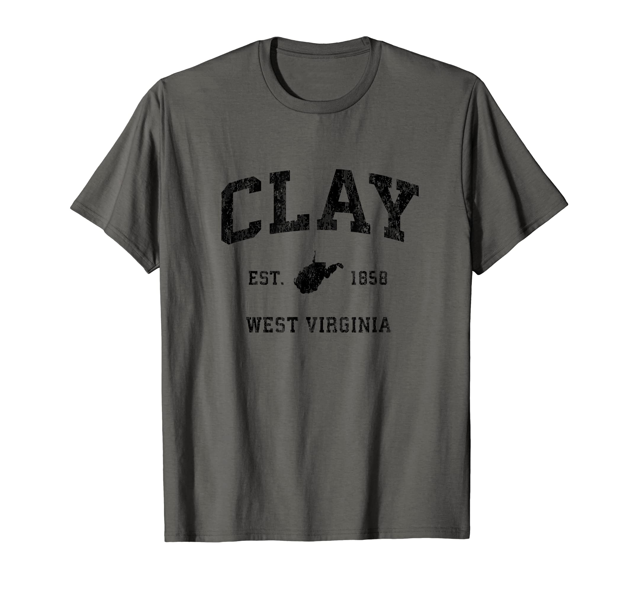 Clay West Virginia Wv Athletic Black T-Shirt - Custom Art Print Unisex - T-Shirt, Sweatshirt, Hoodie