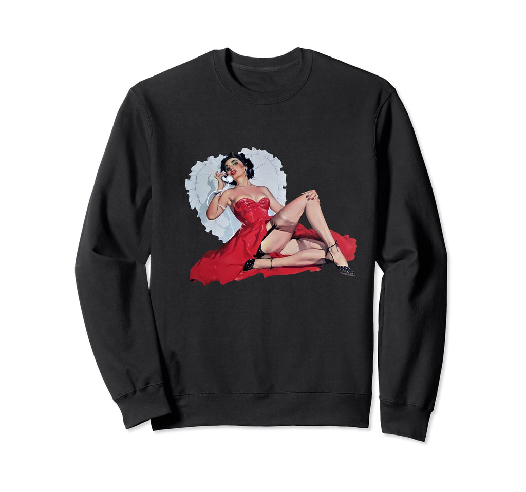 Model Pin Up Red Dress Sweatshirt - Casual Everyday Wear for Adults - T-Shirt, Sweatshirt, Hoodie