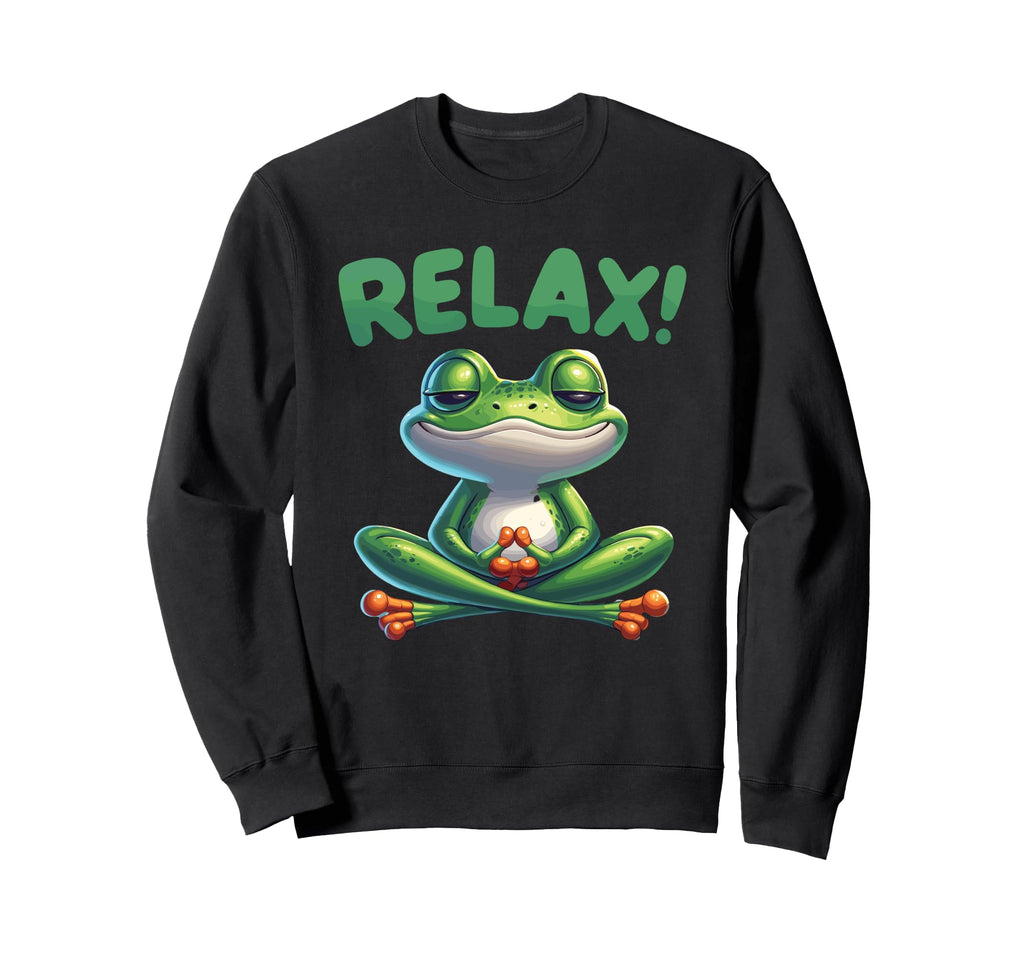 Frog Relax Meditating Funny Yoga Sweatshirt - Unique Graphic for Adults - T-Shirt, Sweatshirt, Hoodie
