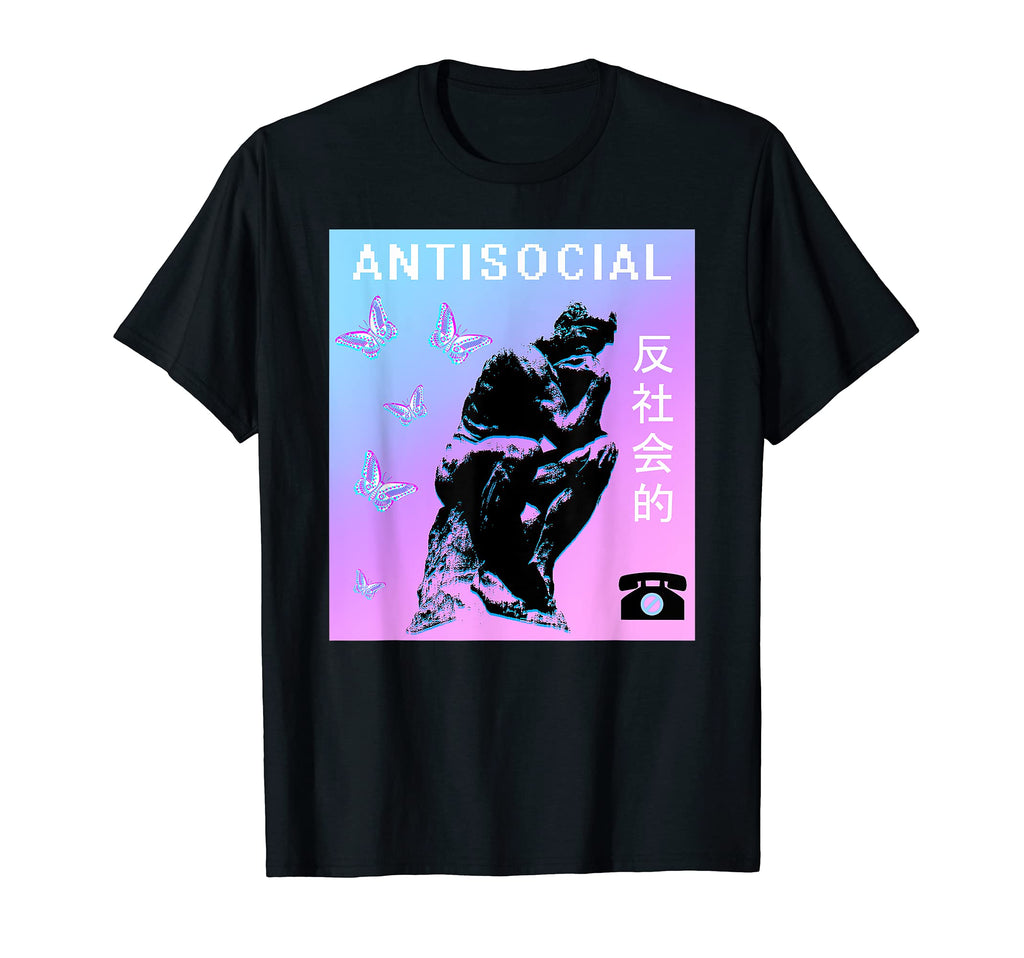 Antisocial Butterfly Vaporwave T-Shirt - Graphic Print for Adults - T-Shirt, Sweatshirt, Hoodie