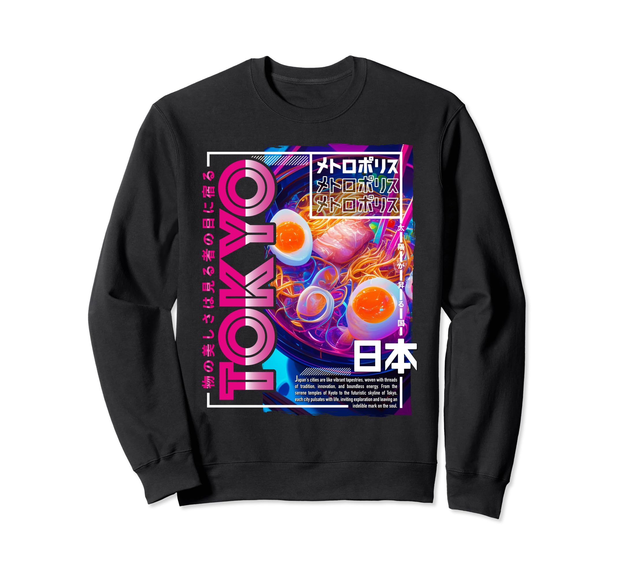 Tokyo City 80S Synthwave Ramen Bowl Sweatshirt - Aesthetic Graphic Unisex - T-Shirt, Sweatshirt, Hoodie