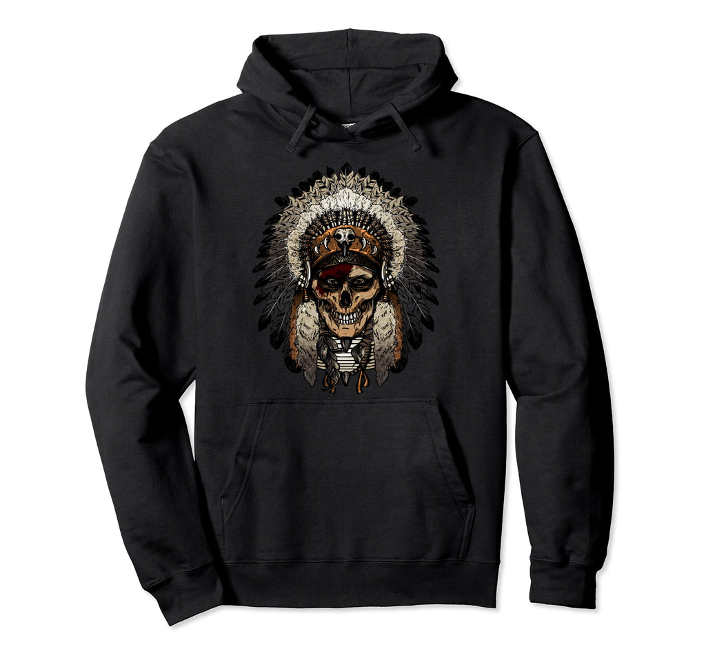 American Indian Skull Native Eagle Chief Hoodie - Minimalist Print Unisex - T-Shirt, Sweatshirt, Hoodie