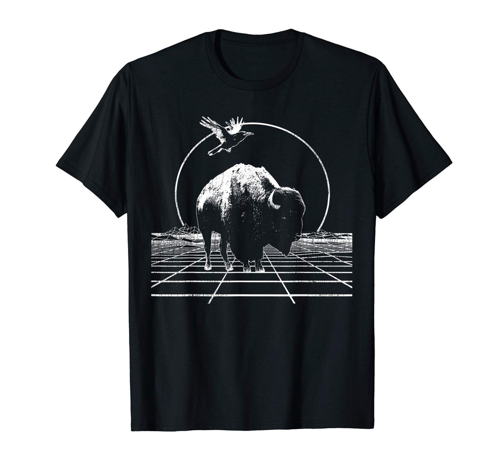Bison White Wireframe 80S T-Shirt - Novelty Apparel Unisex - T-Shirt, Sweatshirt, Hoodie
