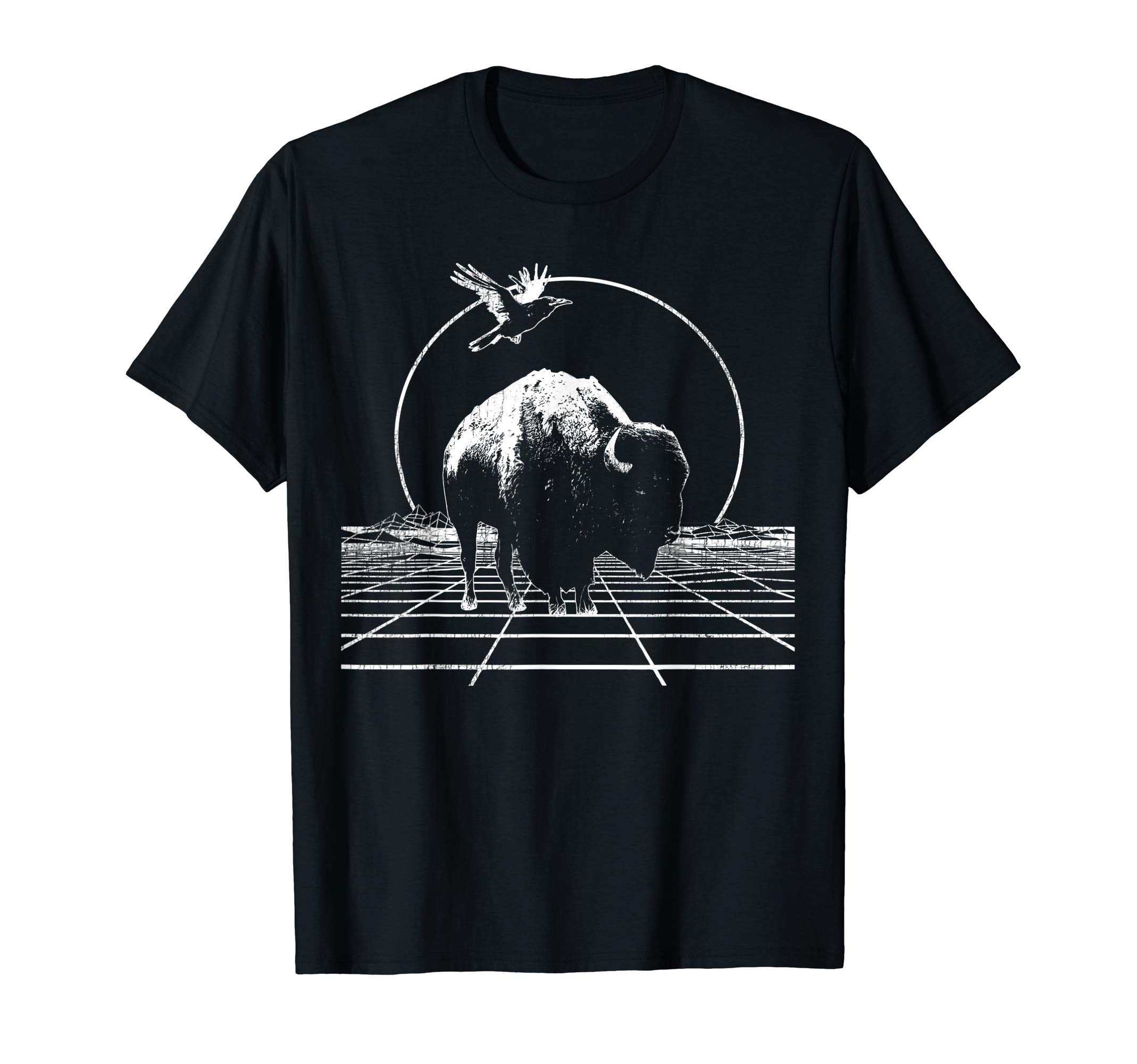 Bison White Wireframe 80S T-Shirt - Novelty Apparel Unisex - T-Shirt, Sweatshirt, Hoodie