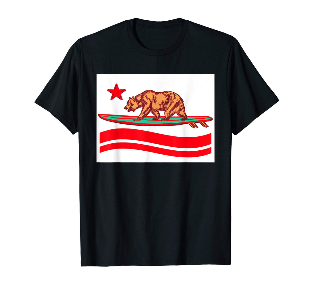Surfboard Grizzly Bear California T-Shirt - Custom Art Print for Adults - T-Shirt, Sweatshirt, Hoodie