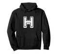 Bold Letter White H Outline Alphabet Hoodie - Aesthetic Graphic Unisex - T-Shirt, Sweatshirt, Hoodie
