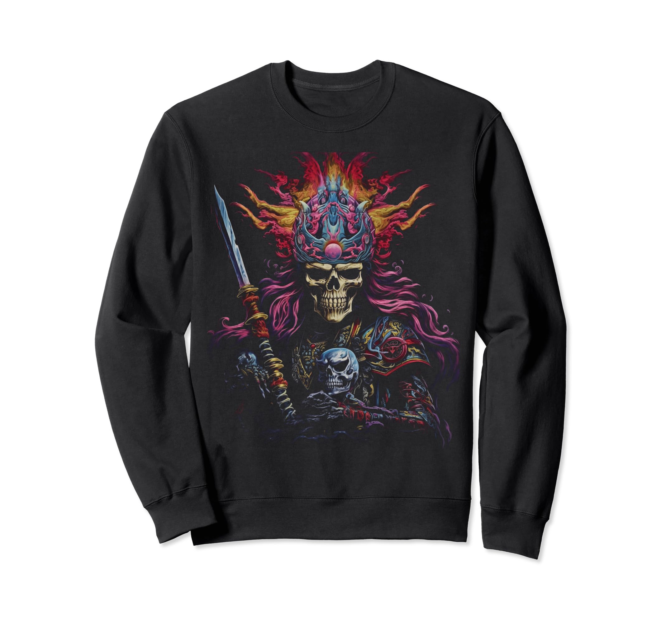 Grunge Samurai Skeleton Goth Art Sweatshirt - Aesthetic Graphic Men Women - T-Shirt, Sweatshirt, Hoodie