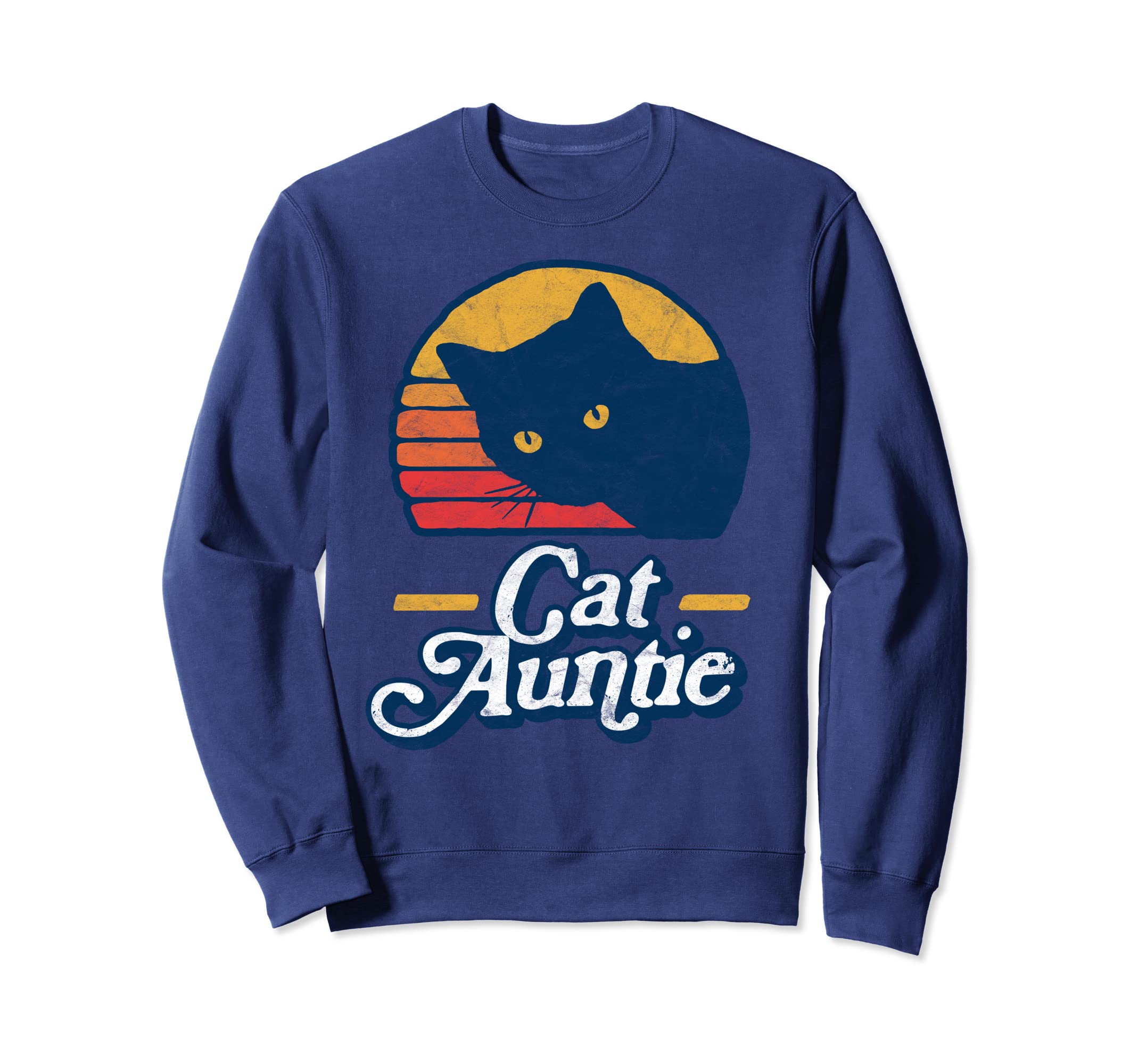 Cat Auntie Eighties Cat Distressed Sweatshirt - Streetwear Style Unisex - T-Shirt, Sweatshirt, Hoodie