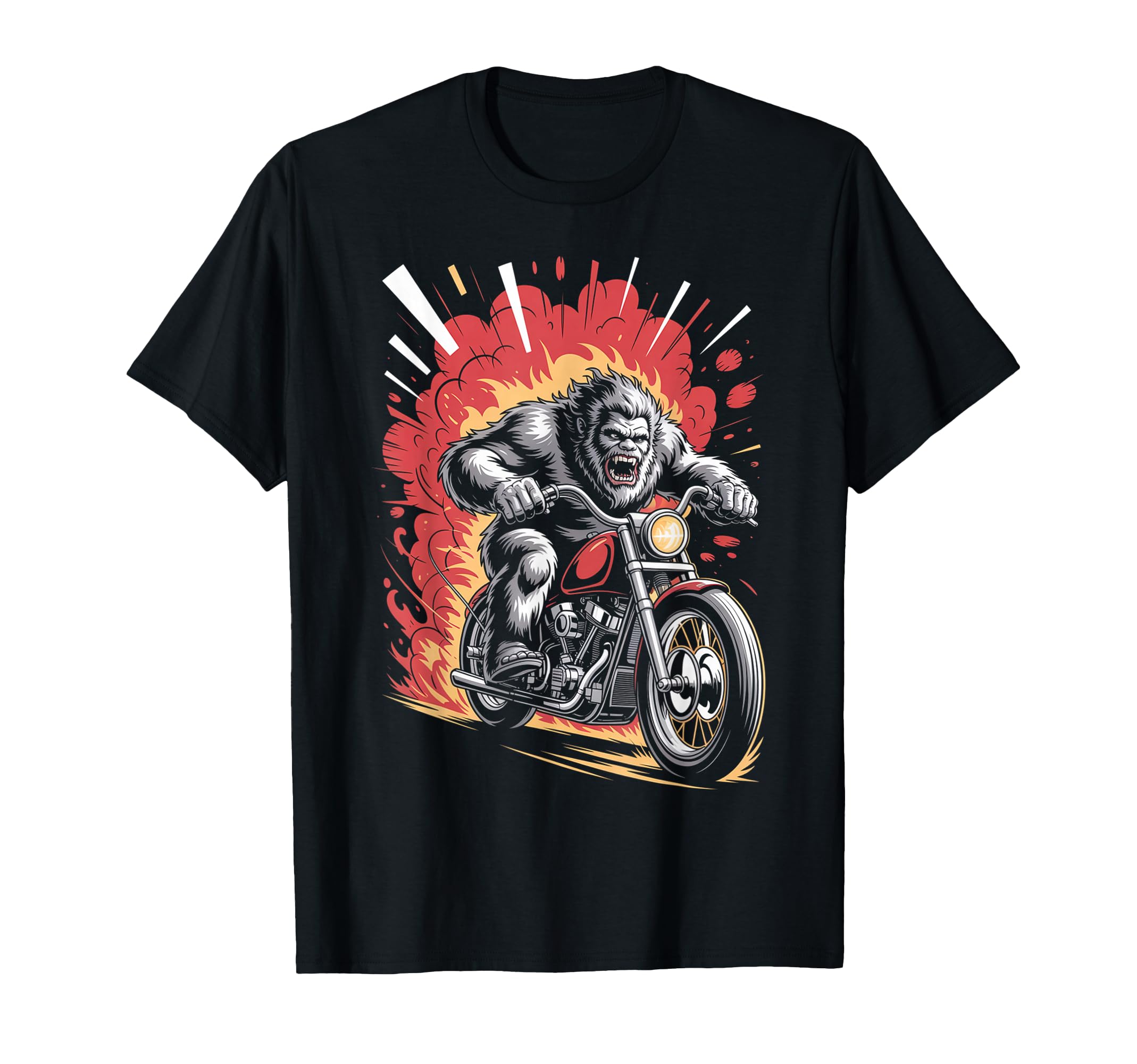 Bigfoot Biker Riding Motorcycle T-Shirt - Aesthetic Graphic Unisex - T-Shirt, Sweatshirt, Hoodie