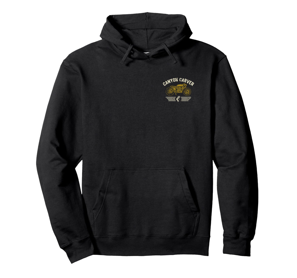 Canyon Carver Motorcycle Distressed Hoodie - Novelty Apparel Men Women - T-Shirt, Sweatshirt, Hoodie