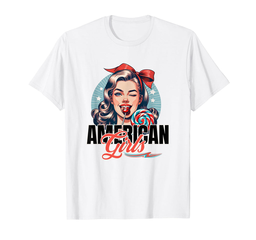 I Love American 50S Lollipop 4Th July T-Shirt - Minimalist Print for Adults - T-Shirt, Sweatshirt, Hoodie