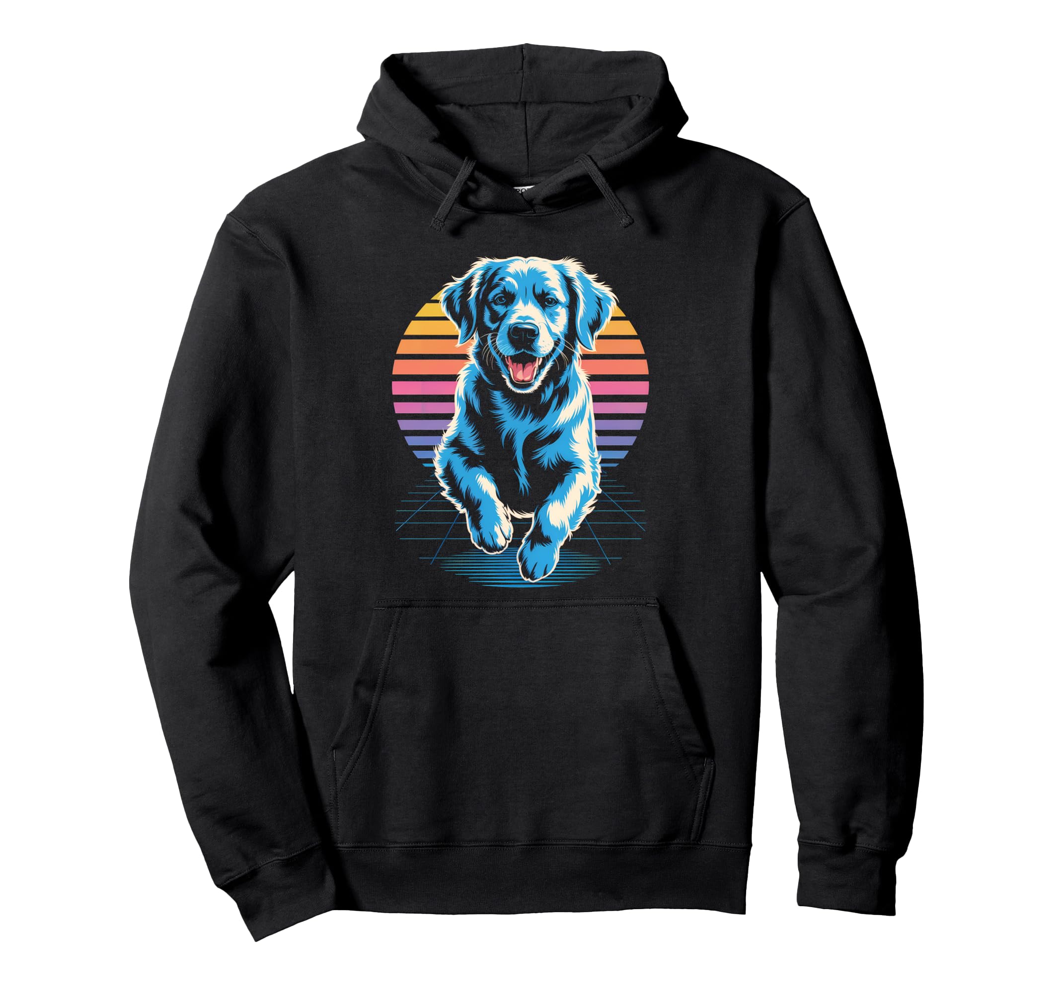 Synthwave Golden Retriever Sunset Hoodie - Novelty Apparel Men Women - T-Shirt, Sweatshirt, Hoodie