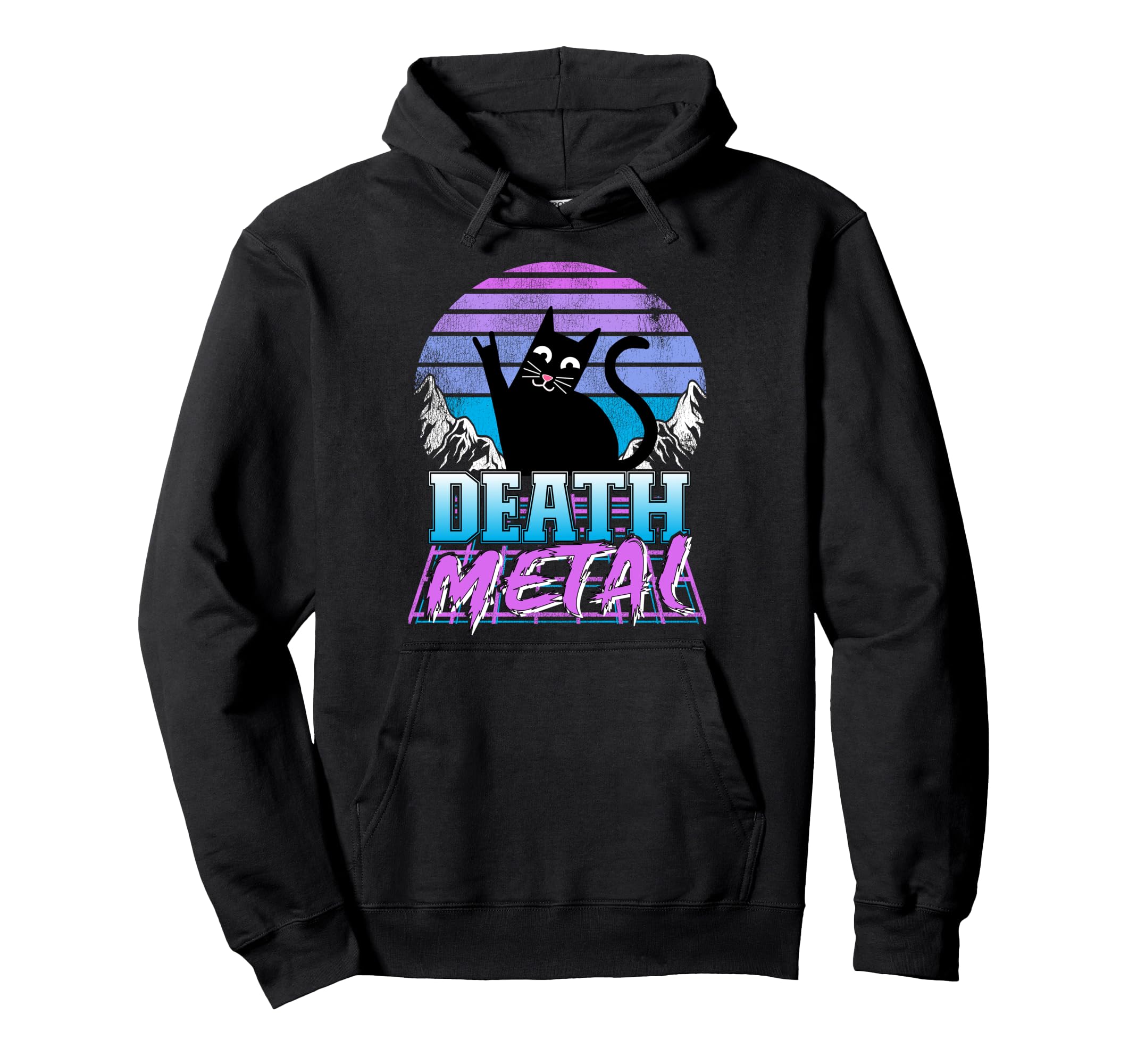 Retrowave Pastel Goth Cat 80S Synthwave Hoodie - Aesthetic Graphic Unisex - T-Shirt, Sweatshirt, Hoodie