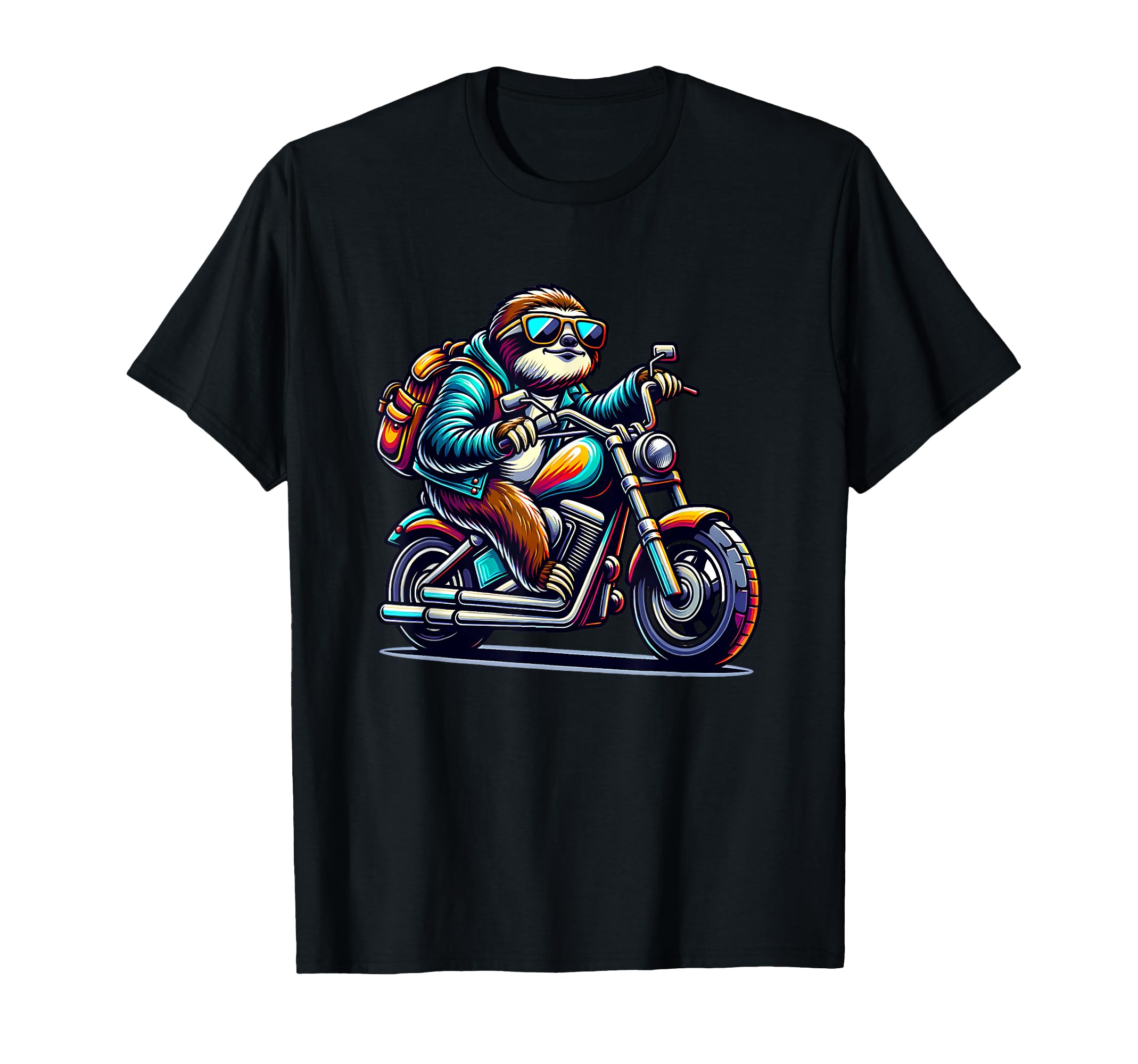 Sloth Riding Chopper Motorcycle Biker T-Shirt - Trendy Graphic for Adults - T-Shirt, Sweatshirt, Hoodie