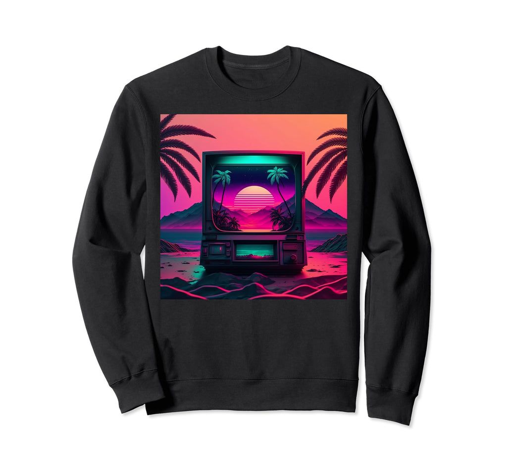 Vaporwave Crt Tv Synthwave Aesthetic Sweatshirt - Custom Art Print Unisex - T-Shirt, Sweatshirt, Hoodie