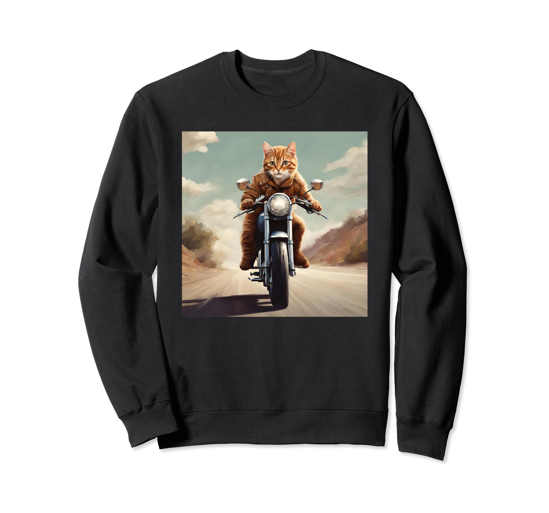 Cat Motorcycle Cat Drives Motorcycle Sweatshirt - Novelty Apparel Unisex - T-Shirt, Sweatshirt, Hoodie