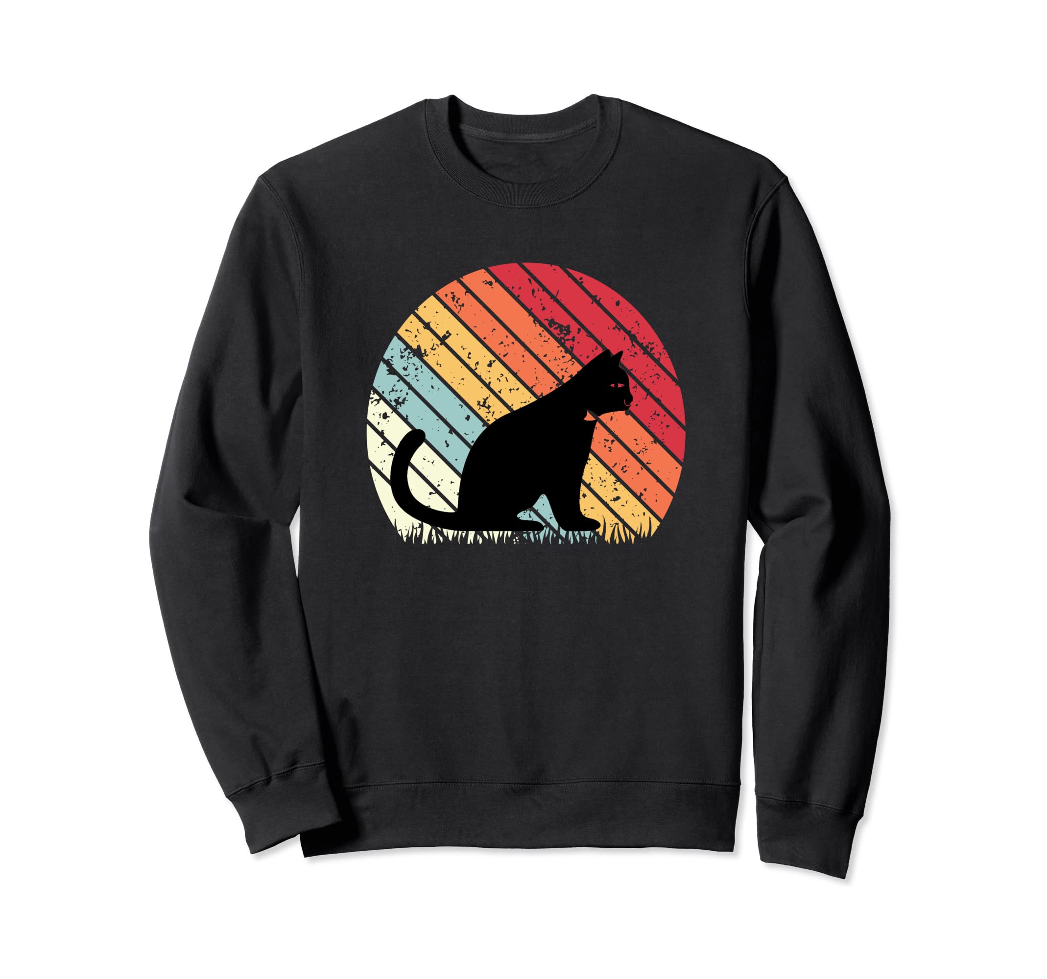 Black Cat Sitting Sunset Sweatshirt - Custom Art Print Men Women - T-Shirt, Sweatshirt, Hoodie