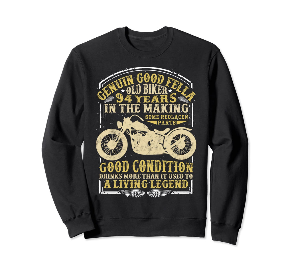 94 Years Old Biker Birthday Sweatshirt - Unique Graphic Men Women - T-Shirt, Sweatshirt, Hoodie