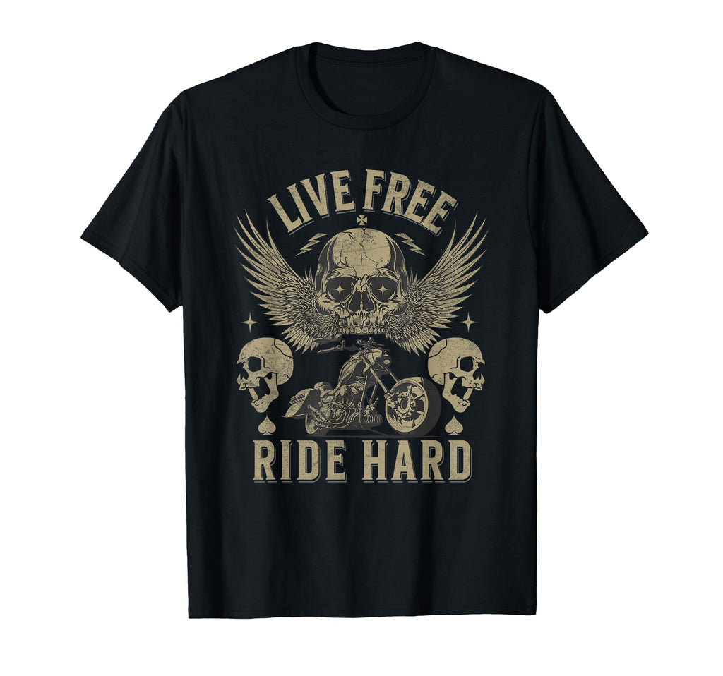 Live Free Ride Hard Motorcycle Riding T-Shirt - Custom Art Print Unisex - T-Shirt, Sweatshirt, Hoodie