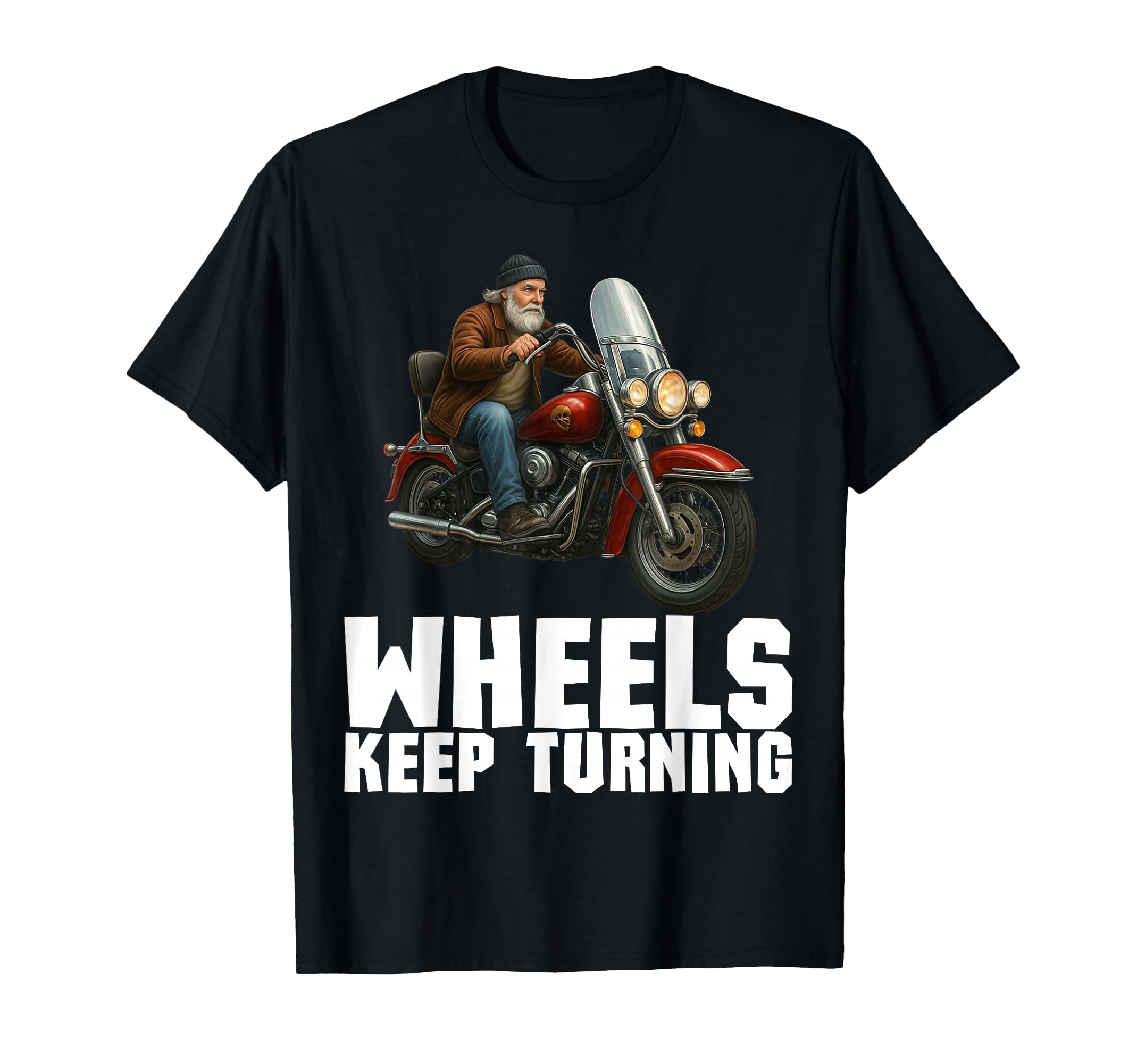 New Roads Biker Skull Motorcycle T-Shirt - Unique Graphic Men Women - T-Shirt, Sweatshirt, Hoodie