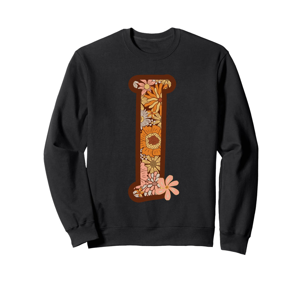 Floral Letter I Boho Botanical Sweatshirt - Custom Art Print for Adults - T-Shirt, Sweatshirt, Hoodie