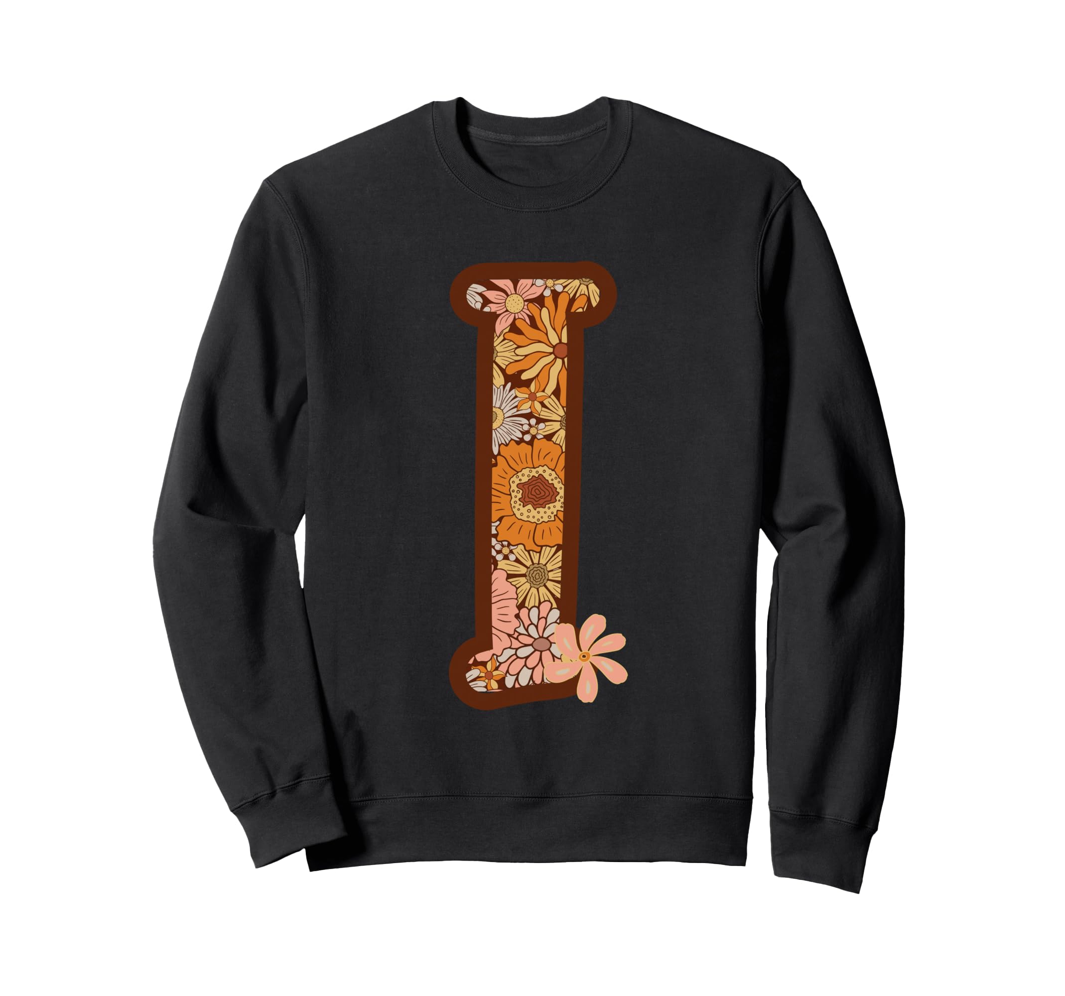 Floral Letter I Boho Botanical Sweatshirt - Custom Art Print for Adults - T-Shirt, Sweatshirt, Hoodie