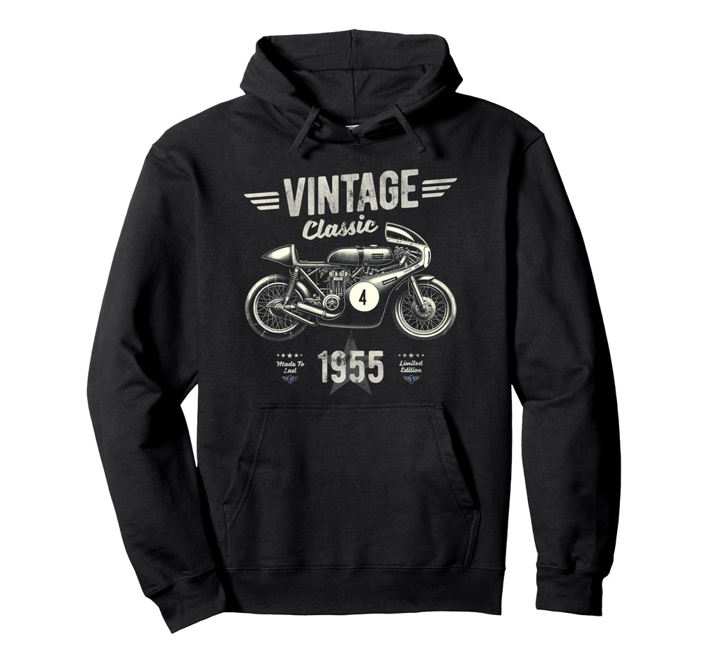 Born 1955 70Th Birthday Motorbike Hoodie - Aesthetic Graphic for Adults - T-Shirt, Sweatshirt, Hoodie