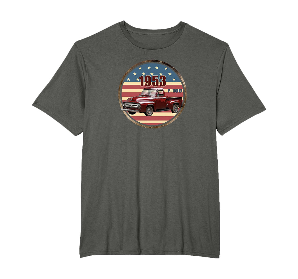 1953 F 100 Red Pick Up Trucks Hot Rod T-Shirt - Trendy Graphic for Adults - T-Shirt, Sweatshirt, Hoodie